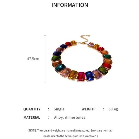 Exaggerated Colorful Rhinestone Choker Necklace - Picture 4 of 4